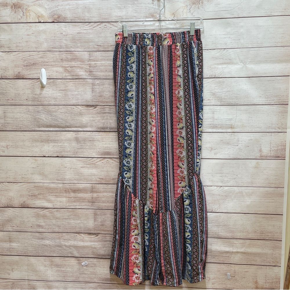 UMGEE WIDE LEG RUFFLE PEASANT PANTS